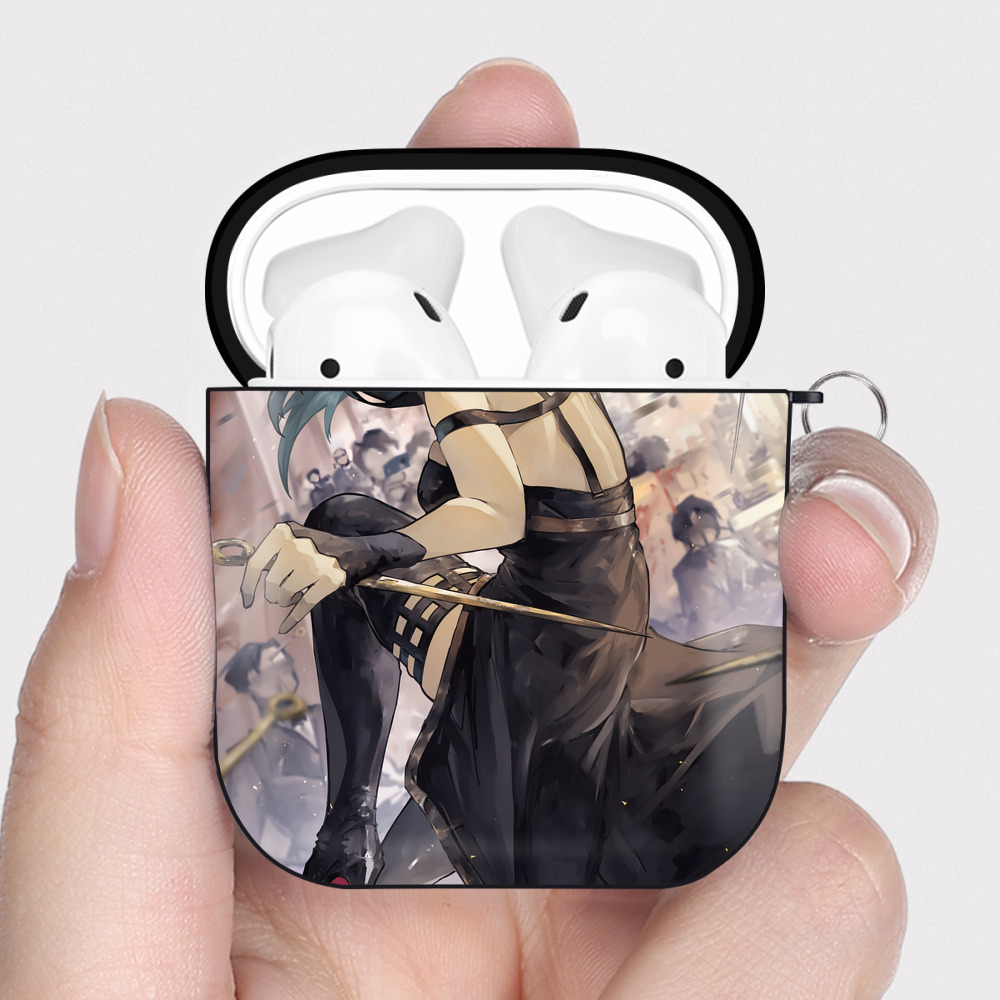 （画像用） SPY×FAMILY间谍家家酒 AirPods 第2世代保護ケース ハードシェル ブラック 耐衝撃・防指紋・カラビナ付き