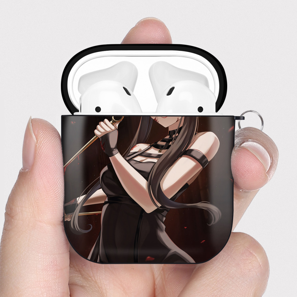 （画像用） SPY×FAMILY间谍家家酒 AirPods 第2世代保護ケース ハードシェル ブラック 耐衝撃・防指紋・カラビナ付き