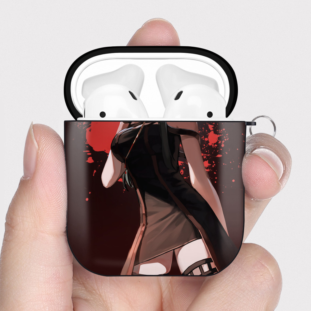 （画像用） SPY×FAMILY间谍家家酒 AirPods 第2世代保護ケース ハードシェル ブラック 耐衝撃・防指紋・カラビナ付き