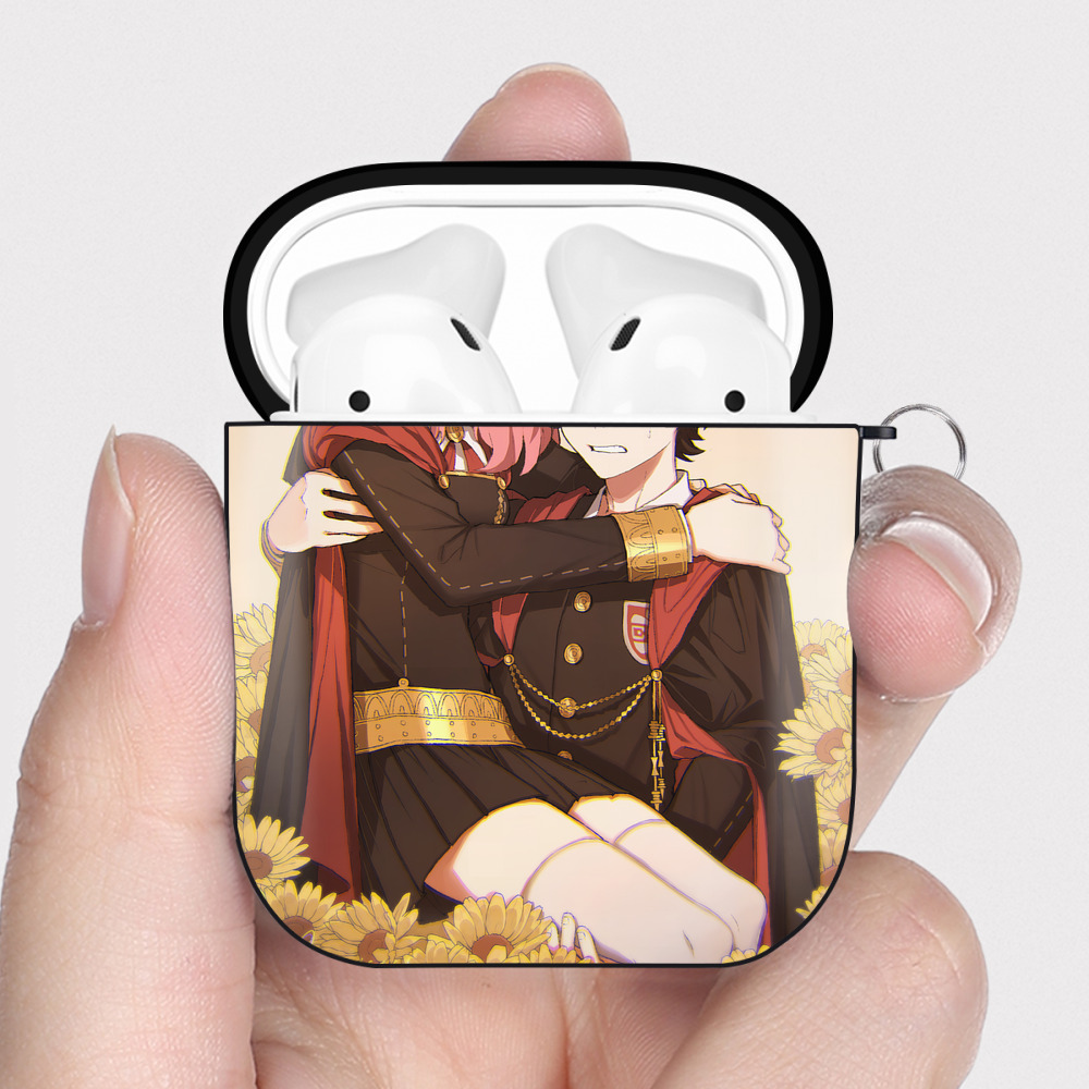 （画像用） SPY×FAMILY间谍家家酒 AirPods 第2世代保護ケース ハードシェル ブラック 耐衝撃・防指紋・カラビナ付き