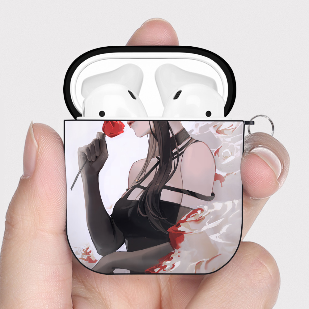 （画像用） SPY×FAMILY间谍家家酒 AirPods 第2世代保護ケース ハードシェル ブラック 耐衝撃・防指紋・カラビナ付き