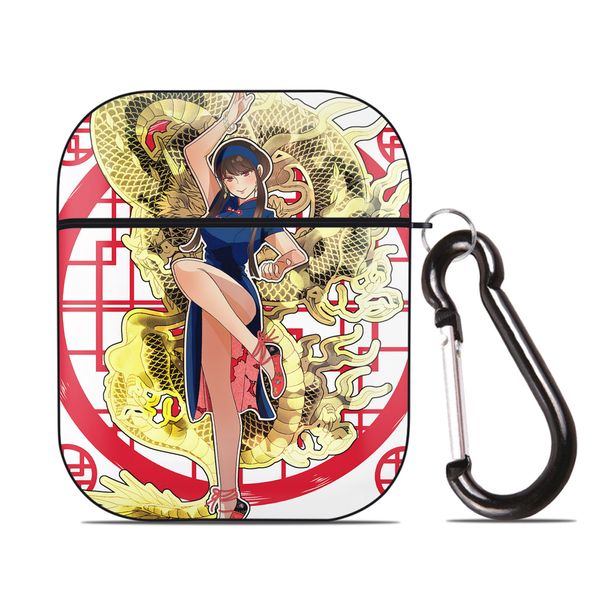 （画像用） SPY×FAMILY间谍家家酒 AirPods 第2世代保護ケース ハードシェル ブラック 耐衝撃・防指紋・カラビナ付き