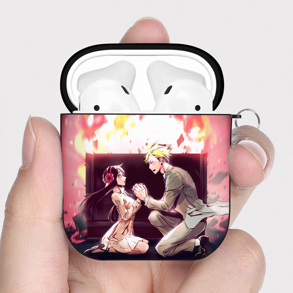 （画像用） SPY×FAMILY间谍家家酒 AirPods 第2世代保護ケース ハードシェル ブラック 耐衝撃・防指紋・カラビナ付き