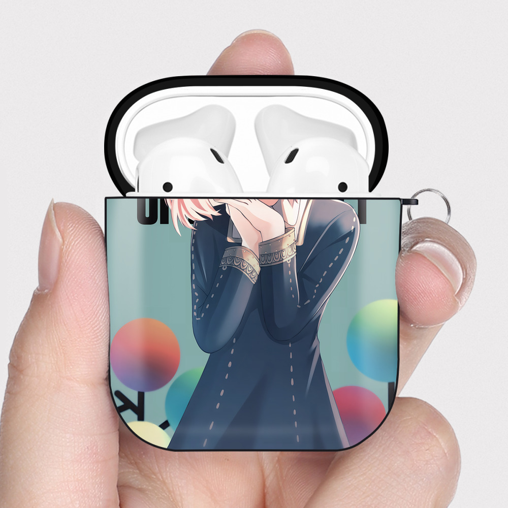 （画像用） SPY×FAMILY间谍家家酒 AirPods 第2世代保護ケース ハードシェル ブラック 耐衝撃・防指紋・カラビナ付き
