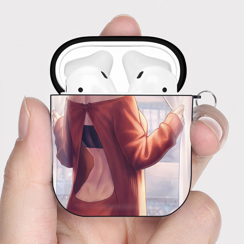 （画像用） SPY×FAMILY间谍家家酒 AirPods 第2世代保護ケース ハードシェル ブラック 耐衝撃・防指紋・カラビナ付き