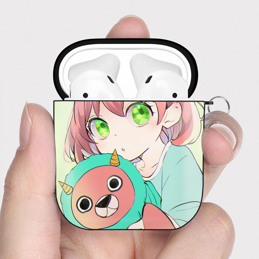 （画像用） SPY×FAMILY间谍家家酒 AirPods 第2世代保護ケース ハードシェル ブラック 耐衝撃・防指紋・カラビナ付き