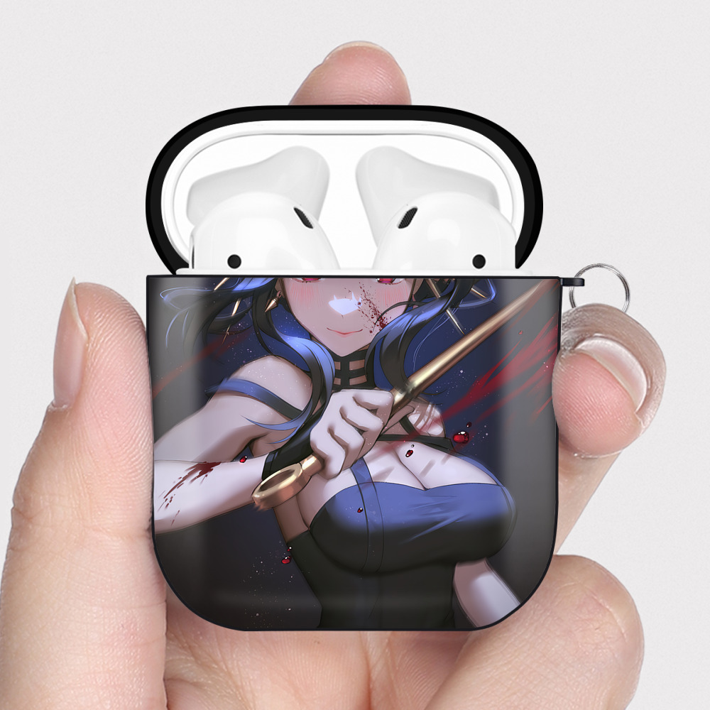 （画像用） SPY×FAMILY间谍家家酒 AirPods 第2世代保護ケース ハードシェル ブラック 耐衝撃・防指紋・カラビナ付き