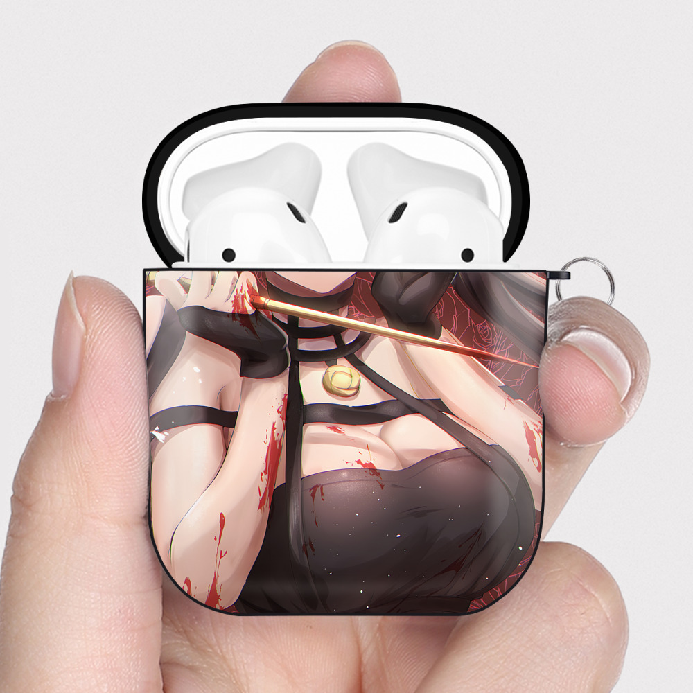 （画像用） SPY×FAMILY间谍家家酒 AirPods 第2世代保護ケース ハードシェル ブラック 耐衝撃・防指紋・カラビナ付き