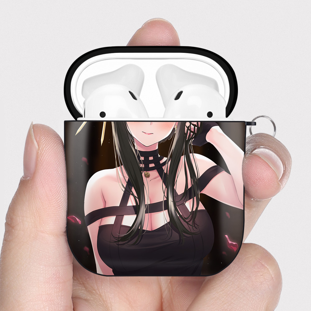 （画像用） SPY×FAMILY间谍家家酒 AirPods 第2世代保護ケース ハードシェル ブラック 耐衝撃・防指紋・カラビナ付き