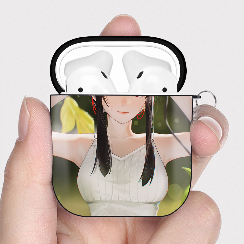 （画像用） SPY×FAMILY间谍家家酒 AirPods 第2世代保護ケース ハードシェル ブラック 耐衝撃・防指紋・カラビナ付き