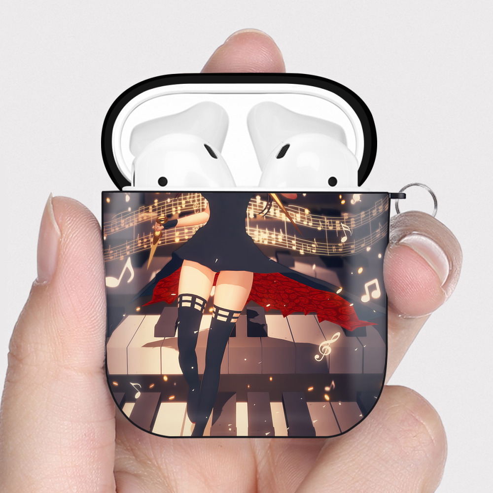 （画像用） SPY×FAMILY间谍家家酒 AirPods 第2世代保護ケース ハードシェル ブラック 耐衝撃・防指紋・カラビナ付き