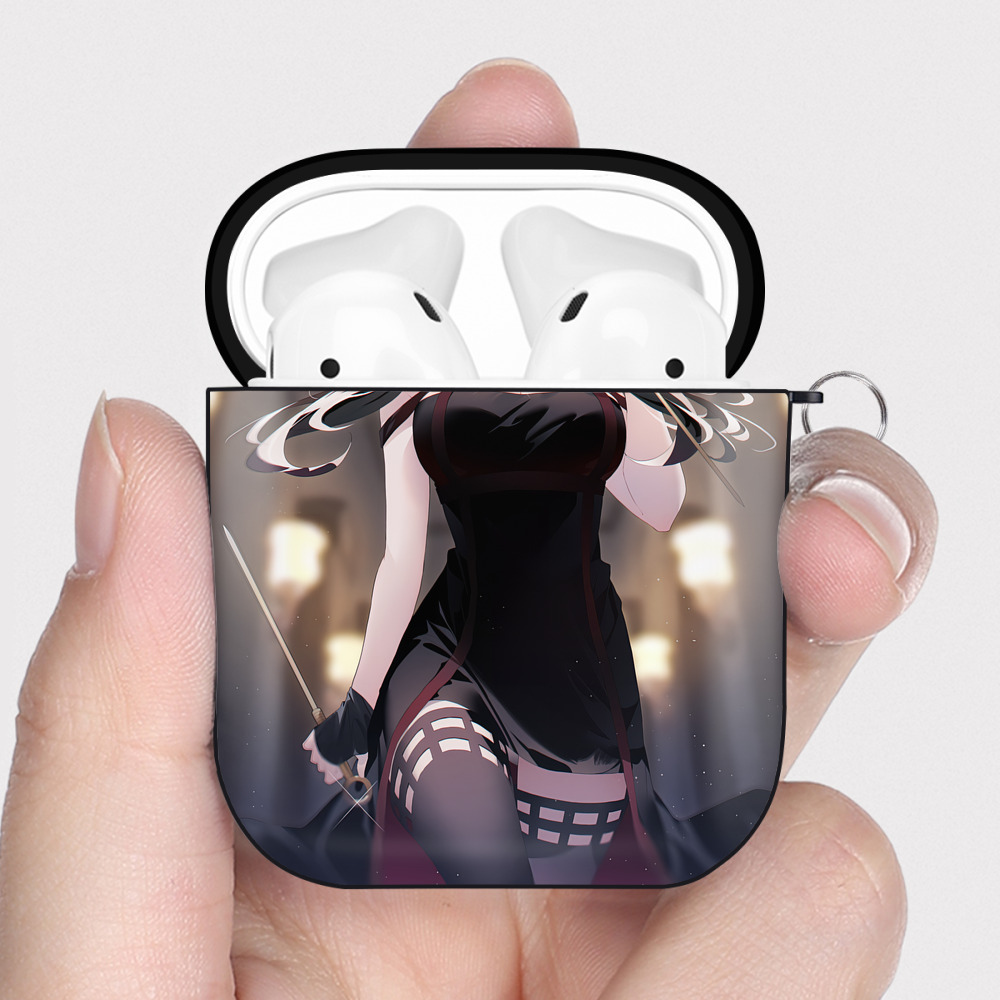 （画像用） SPY×FAMILY间谍家家酒 AirPods 第2世代保護ケース ハードシェル ブラック 耐衝撃・防指紋・カラビナ付き