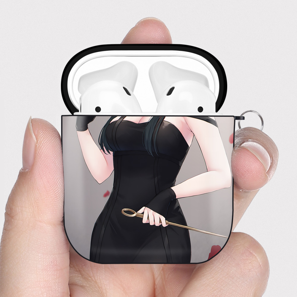 （画像用） SPY×FAMILY间谍家家酒 AirPods 第2世代保護ケース ハードシェル ブラック 耐衝撃・防指紋・カラビナ付き