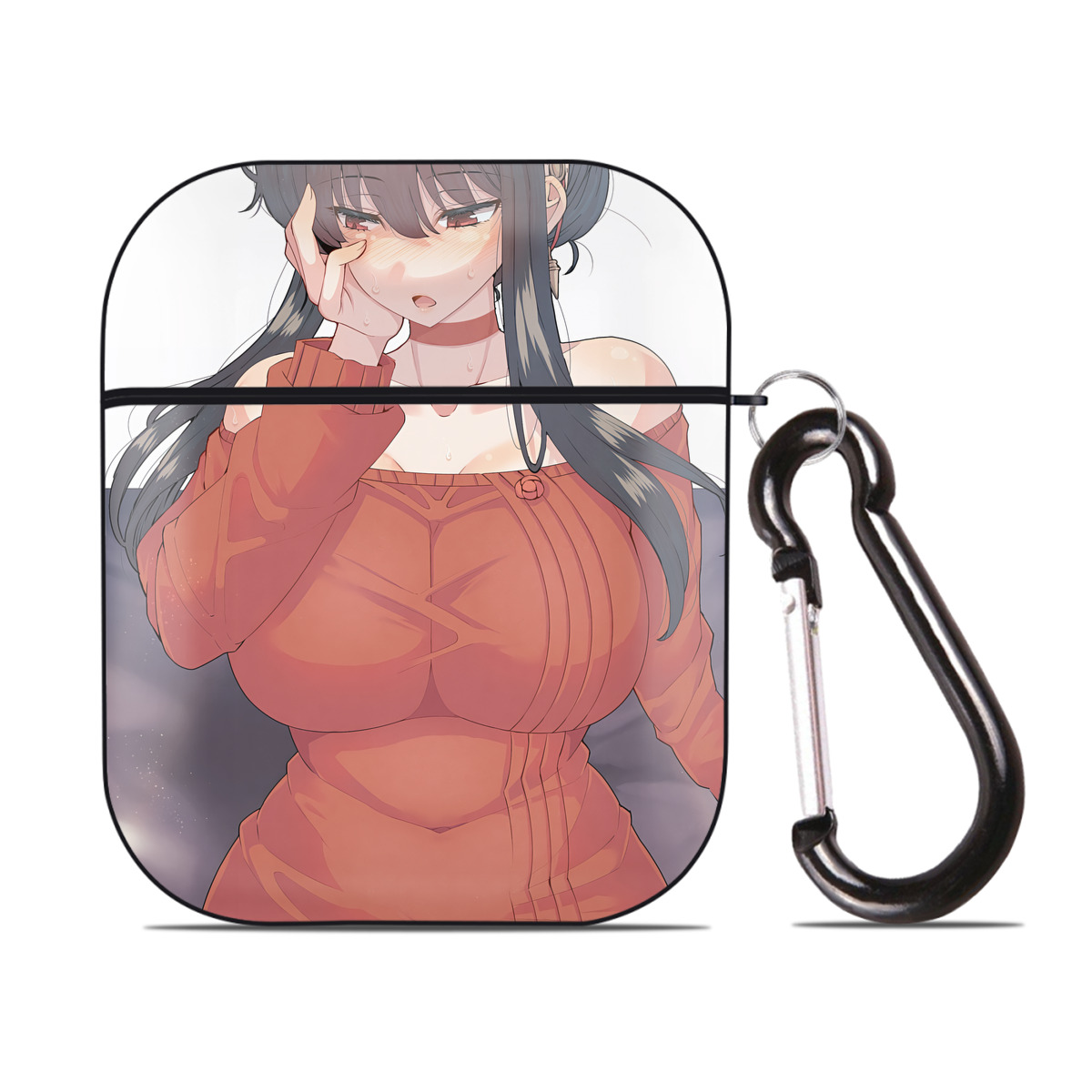 （画像用） SPY×FAMILY间谍家家酒 AirPods 第2世代保護ケース ハードシェル ブラック 耐衝撃・防指紋・カラビナ付き