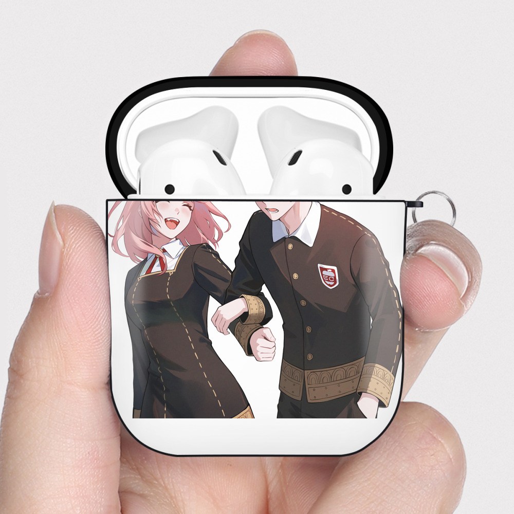 （画像用） SPY×FAMILY间谍家家酒 AirPods 第2世代保護ケース ハードシェル ブラック 耐衝撃・防指紋・カラビナ付き