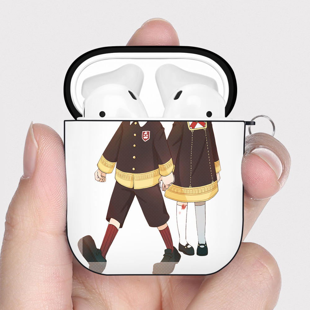（画像用） SPY×FAMILY间谍家家酒 AirPods 第2世代保護ケース ハードシェル ブラック 耐衝撃・防指紋・カラビナ付き