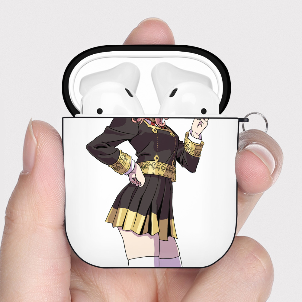 （画像用） SPY×FAMILY间谍家家酒 AirPods 第2世代保護ケース ハードシェル ブラック 耐衝撃・防指紋・カラビナ付き