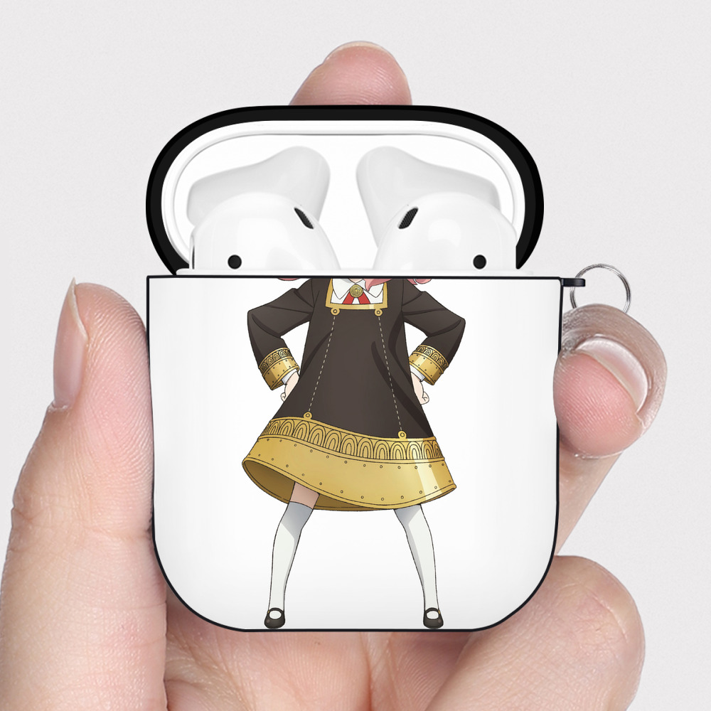 （画像用） SPY×FAMILY间谍家家酒 AirPods 第2世代保護ケース ハードシェル ブラック 耐衝撃・防指紋・カラビナ付き