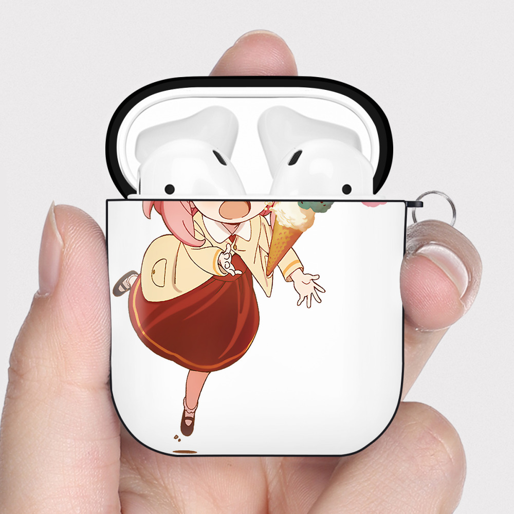 （画像用） SPY×FAMILY间谍家家酒 AirPods 第2世代保護ケース ハードシェル ブラック 耐衝撃・防指紋・カラビナ付き