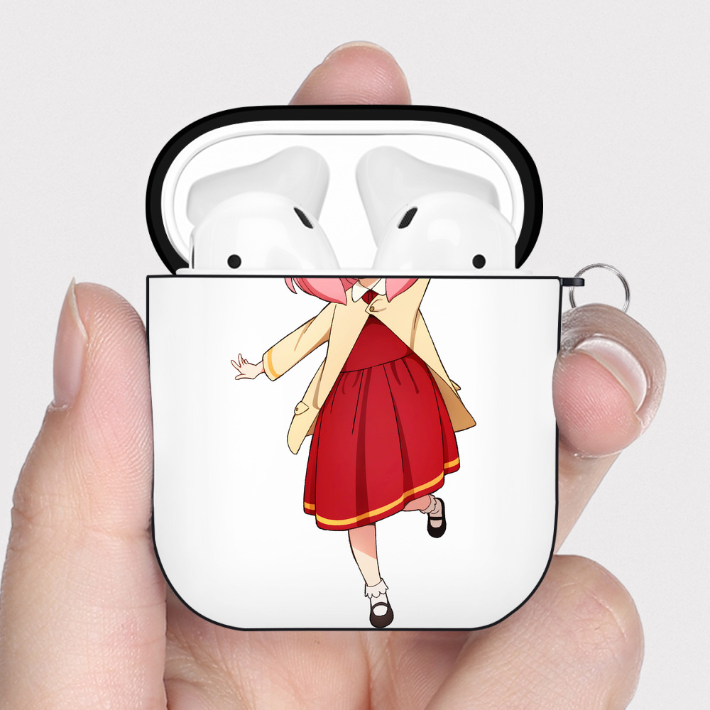 （画像用） SPY×FAMILY间谍家家酒 AirPods 第2世代保護ケース ハードシェル ブラック 耐衝撃・防指紋・カラビナ付き