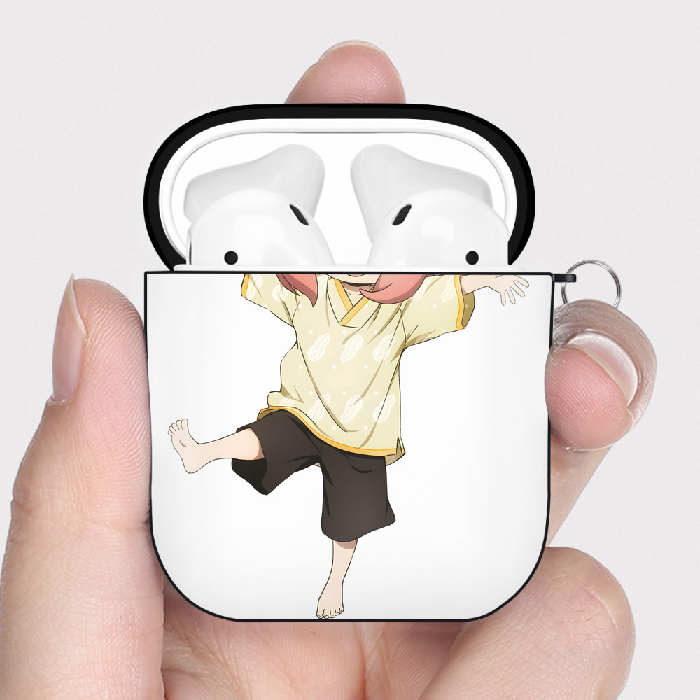 （画像用） SPY×FAMILY间谍家家酒 AirPods 第2世代保護ケース ハードシェル ブラック 耐衝撃・防指紋・カラビナ付き
