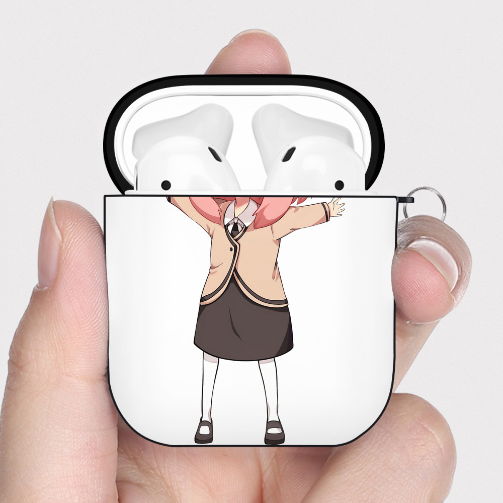 （画像用） SPY×FAMILY间谍家家酒 AirPods 第2世代保護ケース ハードシェル ブラック 耐衝撃・防指紋・カラビナ付き