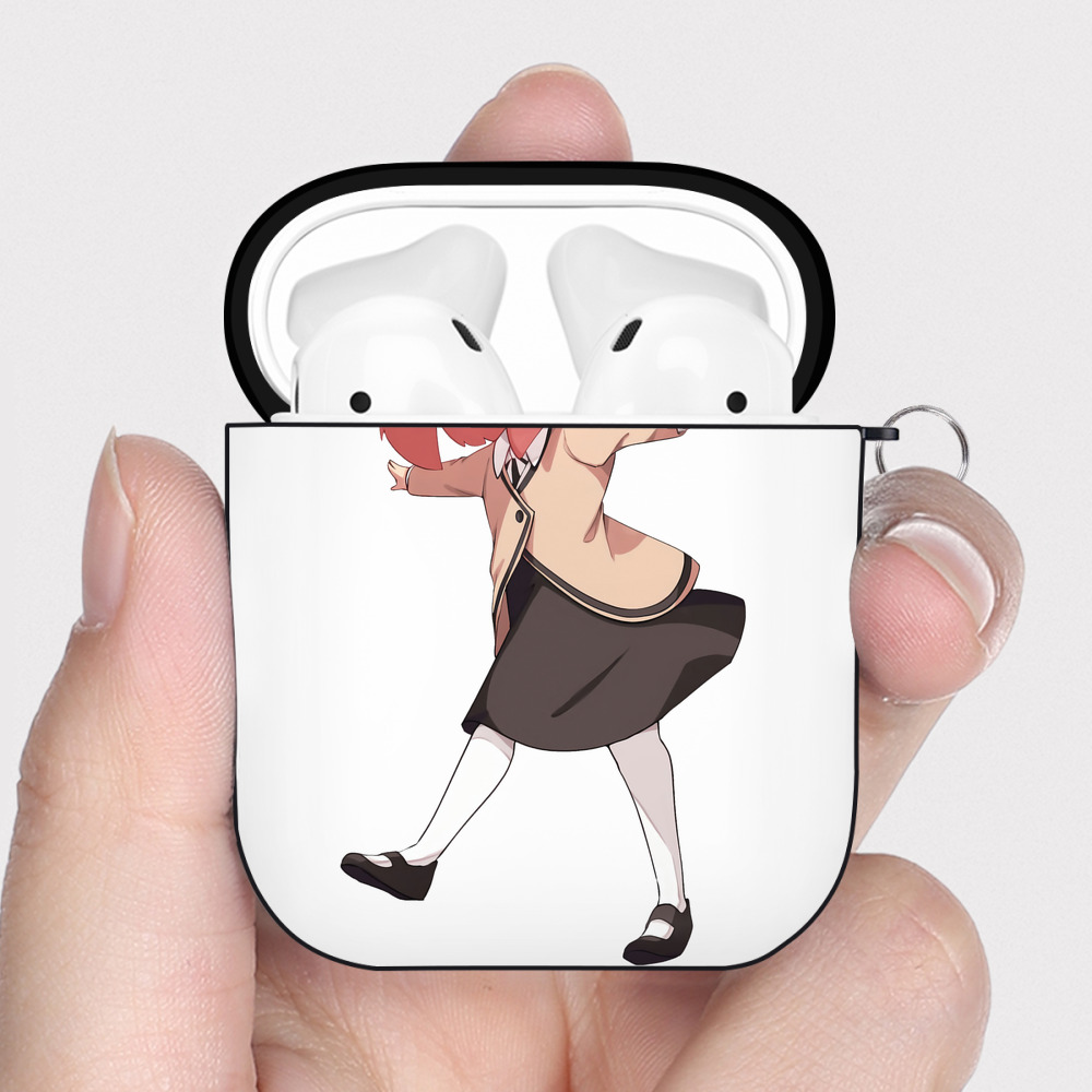 （画像用） SPY×FAMILY间谍家家酒 AirPods 第2世代保護ケース ハードシェル ブラック 耐衝撃・防指紋・カラビナ付き