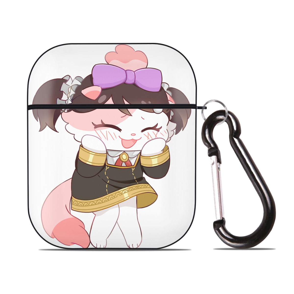 （画像用） SPY×FAMILY间谍家家酒 AirPods 第2世代保護ケース ハードシェル ブラック 耐衝撃・防指紋・カラビナ付き