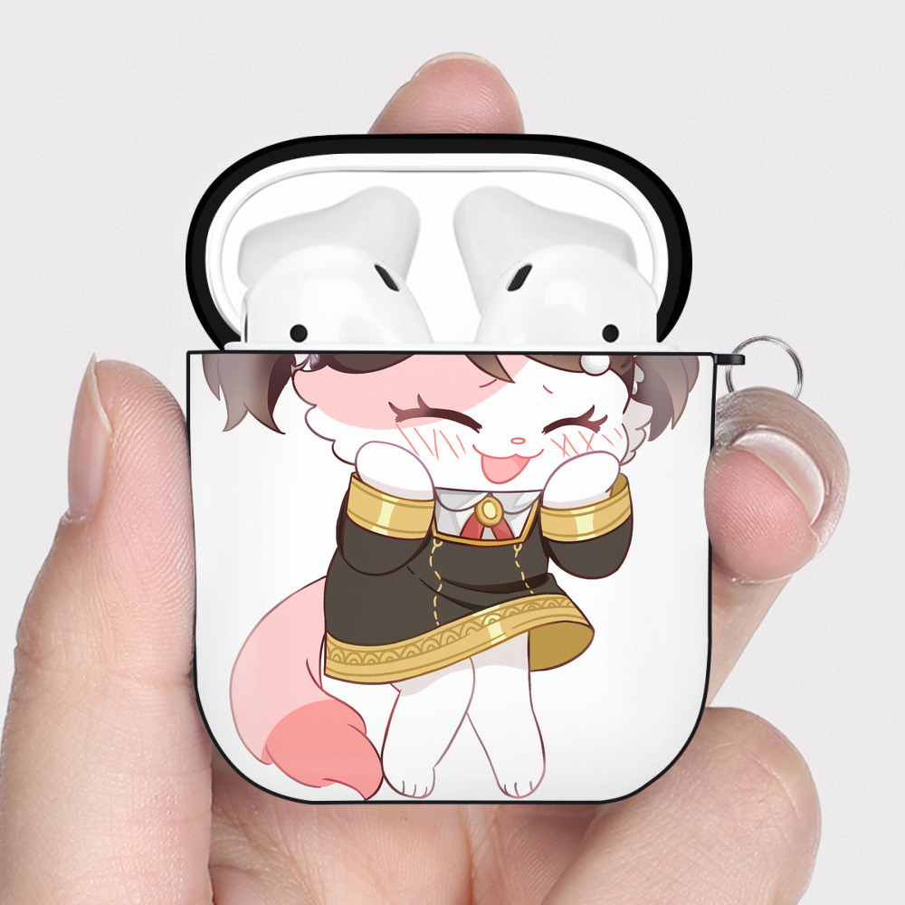（画像用） SPY×FAMILY间谍家家酒 AirPods 第2世代保護ケース ハードシェル ブラック 耐衝撃・防指紋・カラビナ付き