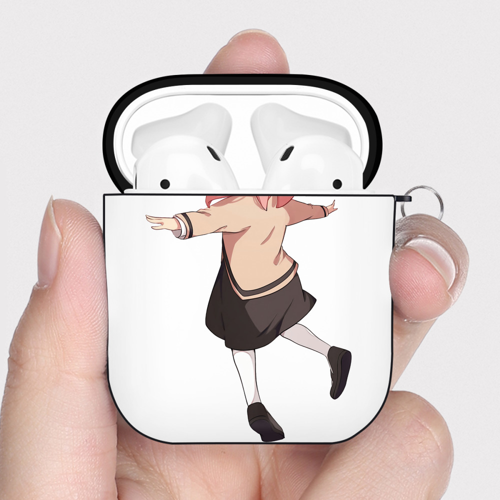 （画像用） SPY×FAMILY间谍家家酒 AirPods 第2世代保護ケース ハードシェル ブラック 耐衝撃・防指紋・カラビナ付き