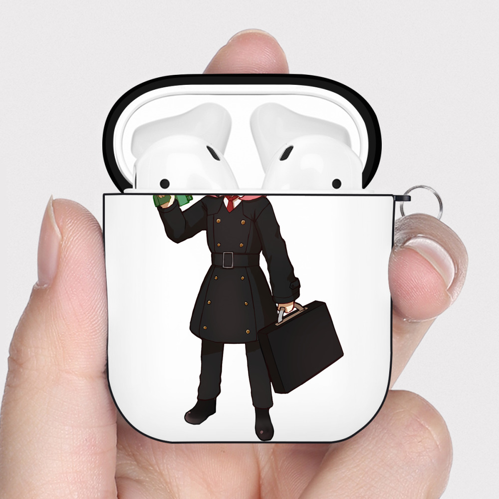 （画像用） SPY×FAMILY间谍家家酒 AirPods 第2世代保護ケース ハードシェル ブラック 耐衝撃・防指紋・カラビナ付き