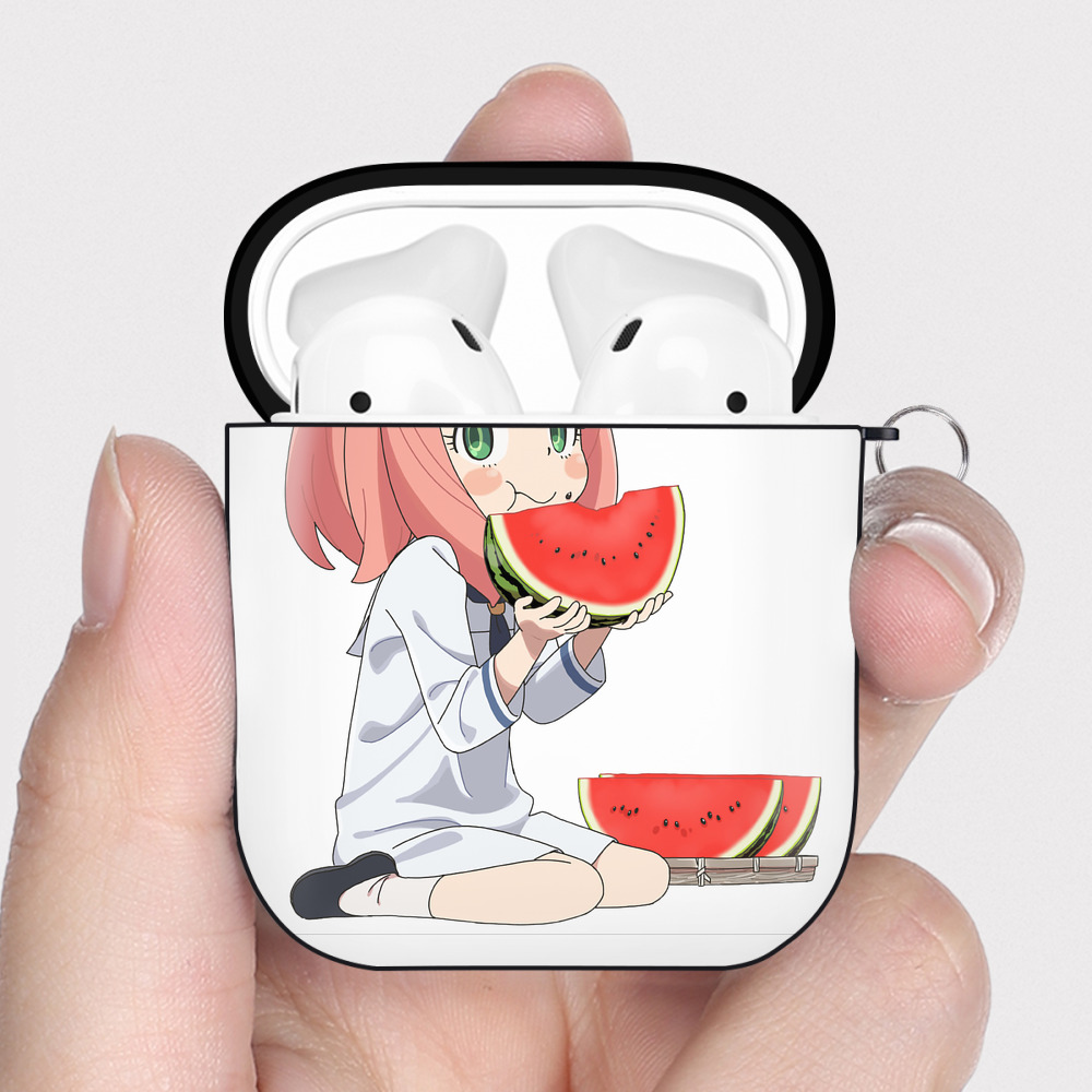 （画像用） SPY×FAMILY间谍家家酒 AirPods 第2世代保護ケース ハードシェル ブラック 耐衝撃・防指紋・カラビナ付き