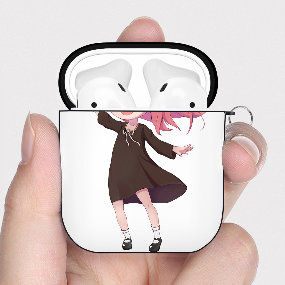 （画像用） SPY×FAMILY间谍家家酒 AirPods 第2世代保護ケース ハードシェル ブラック 耐衝撃・防指紋・カラビナ付き