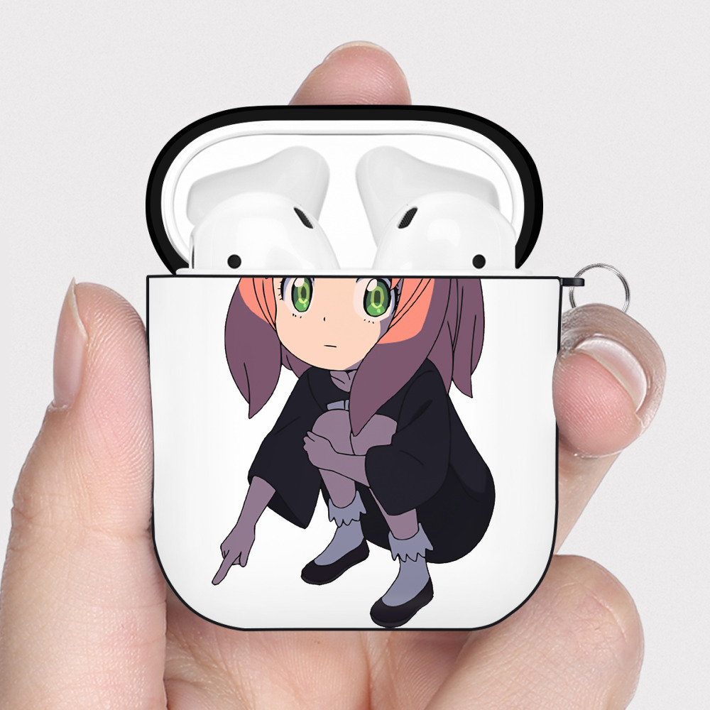 （画像用） SPY×FAMILY间谍家家酒 AirPods 第2世代保護ケース ハードシェル ブラック 耐衝撃・防指紋・カラビナ付き
