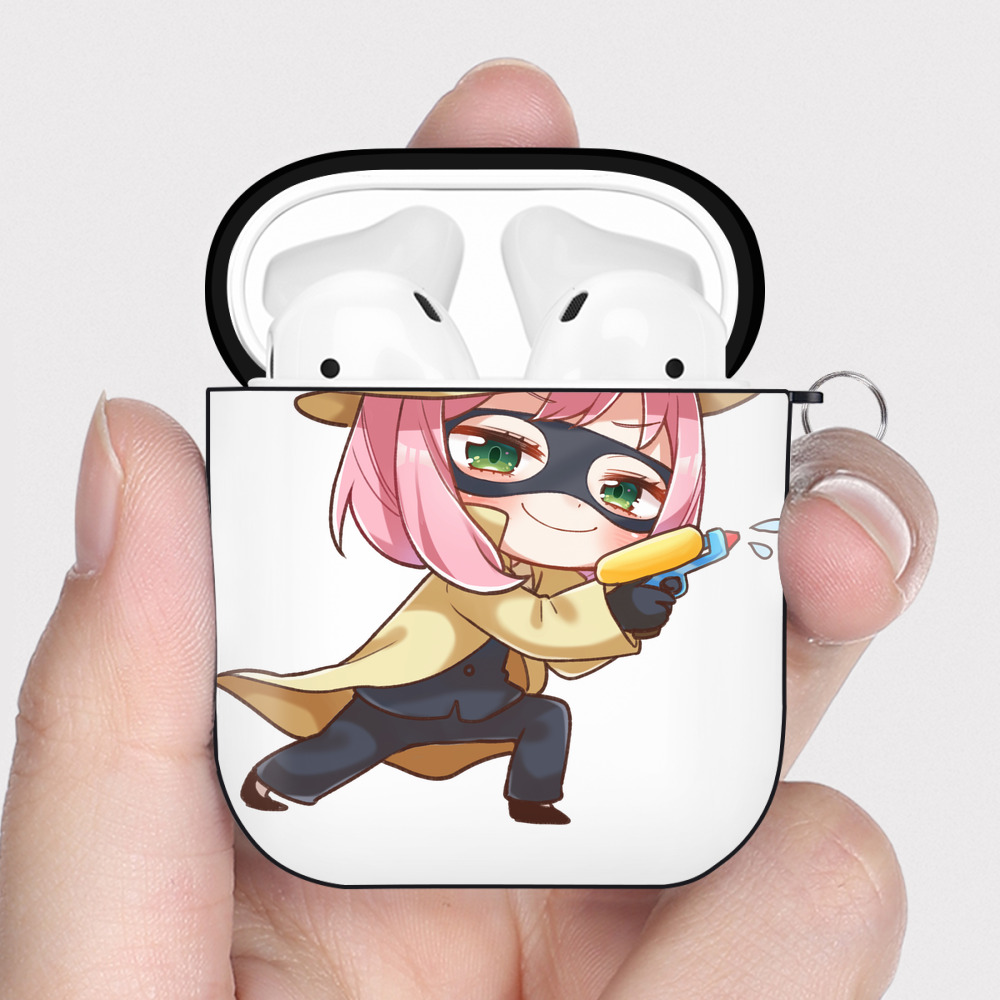 （画像用） SPY×FAMILY间谍家家酒 AirPods 第2世代保護ケース ハードシェル ブラック 耐衝撃・防指紋・カラビナ付き