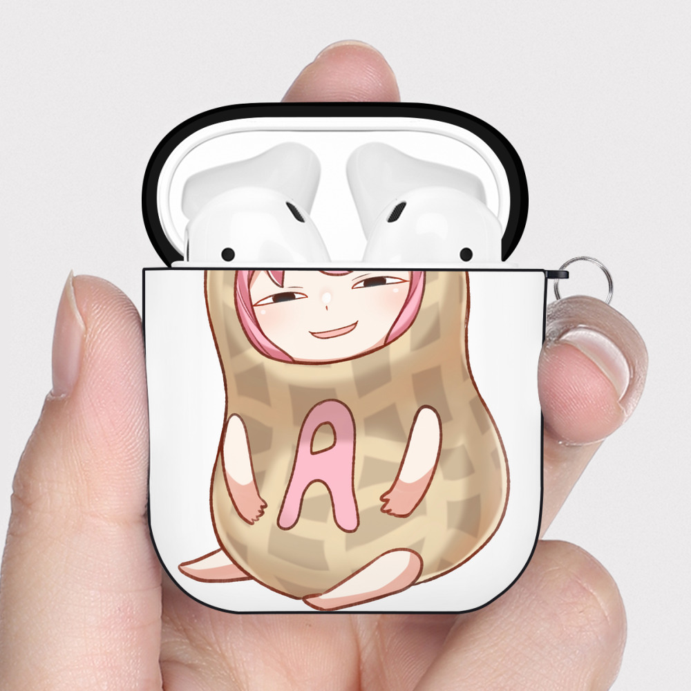 （画像用） SPY×FAMILY间谍家家酒 AirPods 第2世代保護ケース ハードシェル ブラック 耐衝撃・防指紋・カラビナ付き