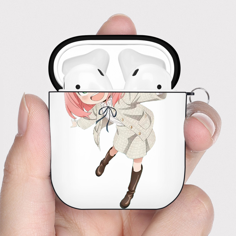 （画像用） SPY×FAMILY间谍家家酒 AirPods 第2世代保護ケース ハードシェル ブラック 耐衝撃・防指紋・カラビナ付き