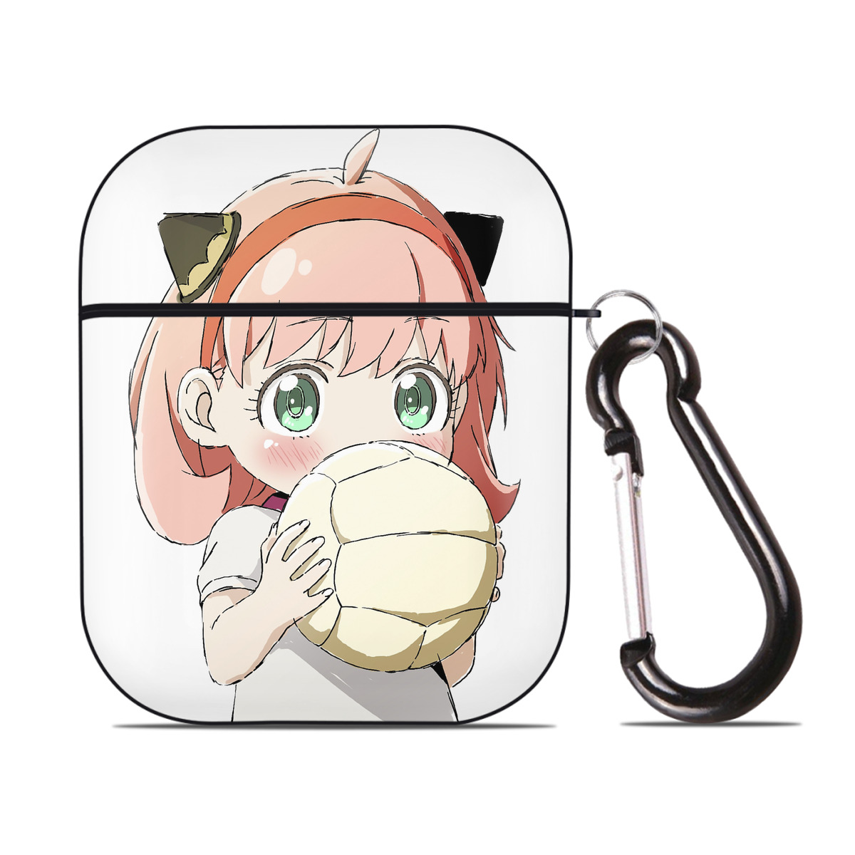 （画像用） SPY×FAMILY间谍家家酒 AirPods 第2世代保護ケース ハードシェル ブラック 耐衝撃・防指紋・カラビナ付き