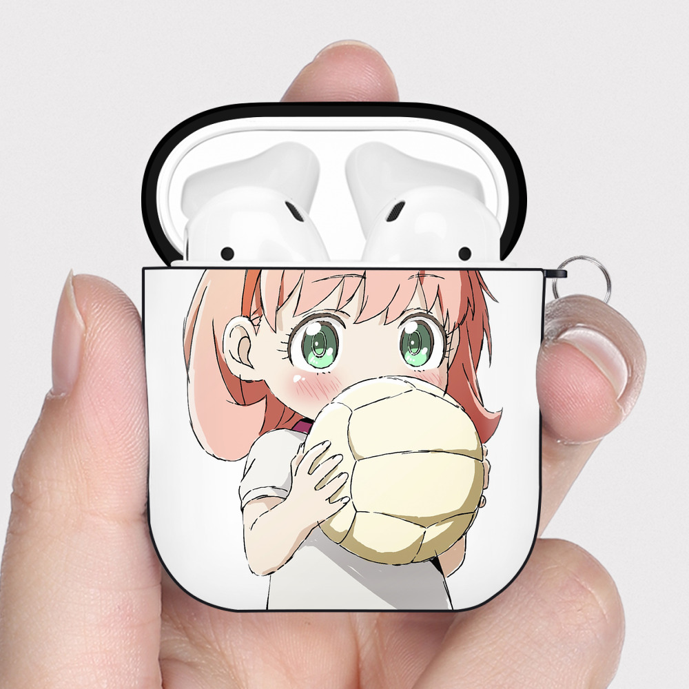 （画像用） SPY×FAMILY间谍家家酒 AirPods 第2世代保護ケース ハードシェル ブラック 耐衝撃・防指紋・カラビナ付き
