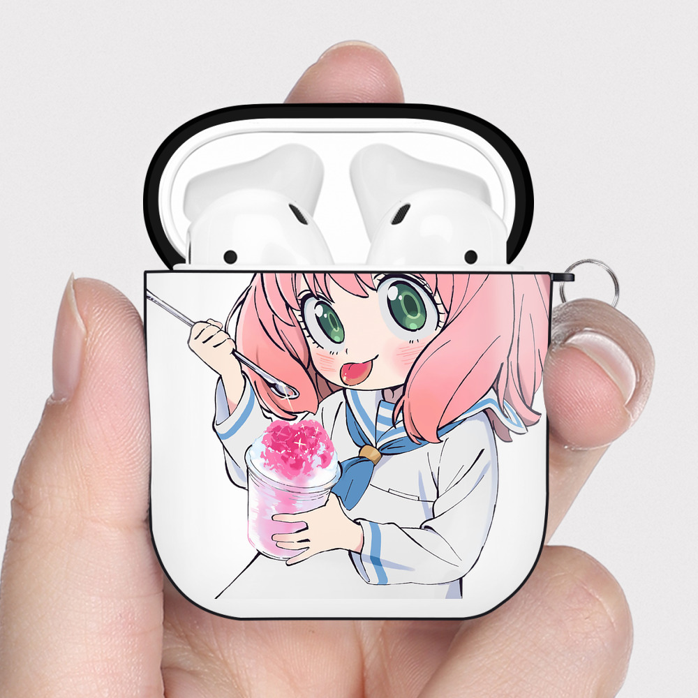（画像用） SPY×FAMILY间谍家家酒 AirPods 第2世代保護ケース ハードシェル ブラック 耐衝撃・防指紋・カラビナ付き
