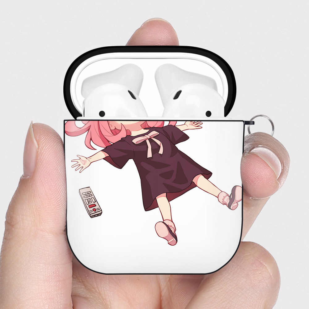 （画像用） SPY×FAMILY间谍家家酒 AirPods 第2世代保護ケース ハードシェル ブラック 耐衝撃・防指紋・カラビナ付き