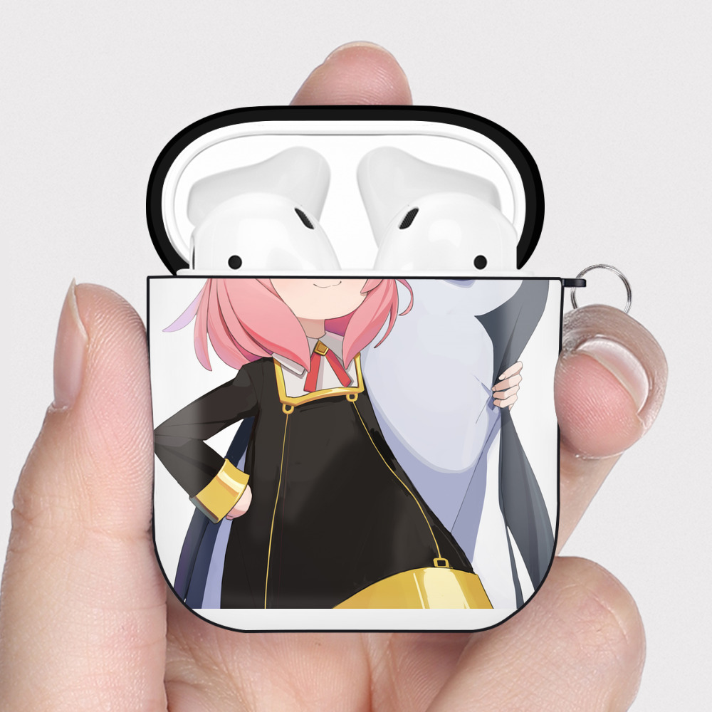 （画像用） SPY×FAMILY间谍家家酒 AirPods 第2世代保護ケース ハードシェル ブラック 耐衝撃・防指紋・カラビナ付き