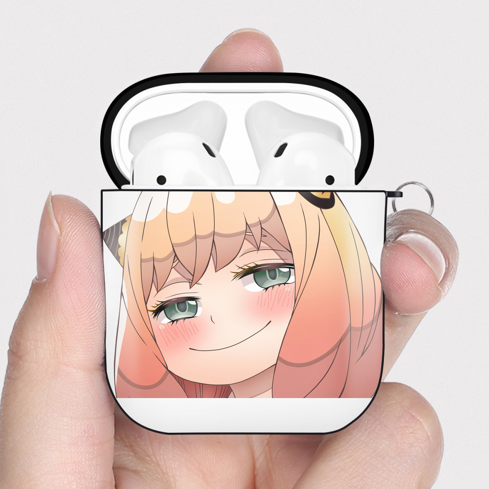 （画像用） SPY×FAMILY间谍家家酒 AirPods 第2世代保護ケース ハードシェル ブラック 耐衝撃・防指紋・カラビナ付き