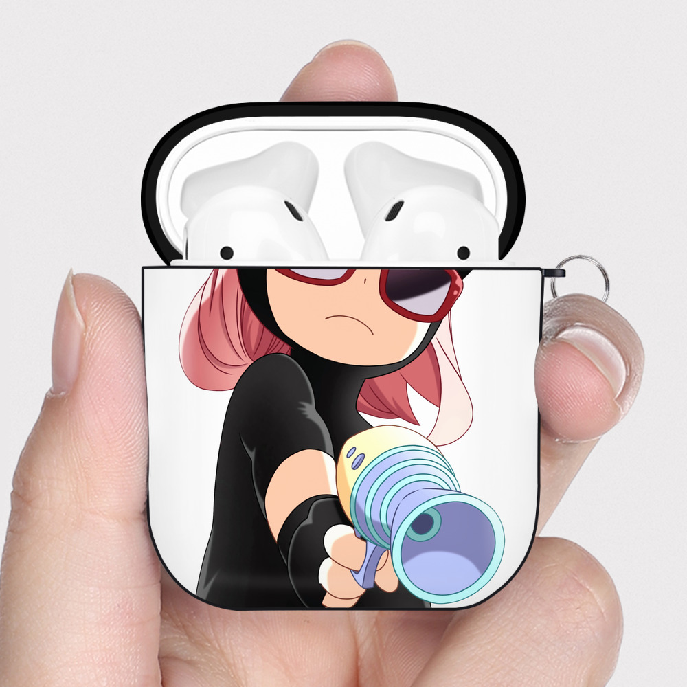 （画像用） SPY×FAMILY间谍家家酒 AirPods 第2世代保護ケース ハードシェル ブラック 耐衝撃・防指紋・カラビナ付き