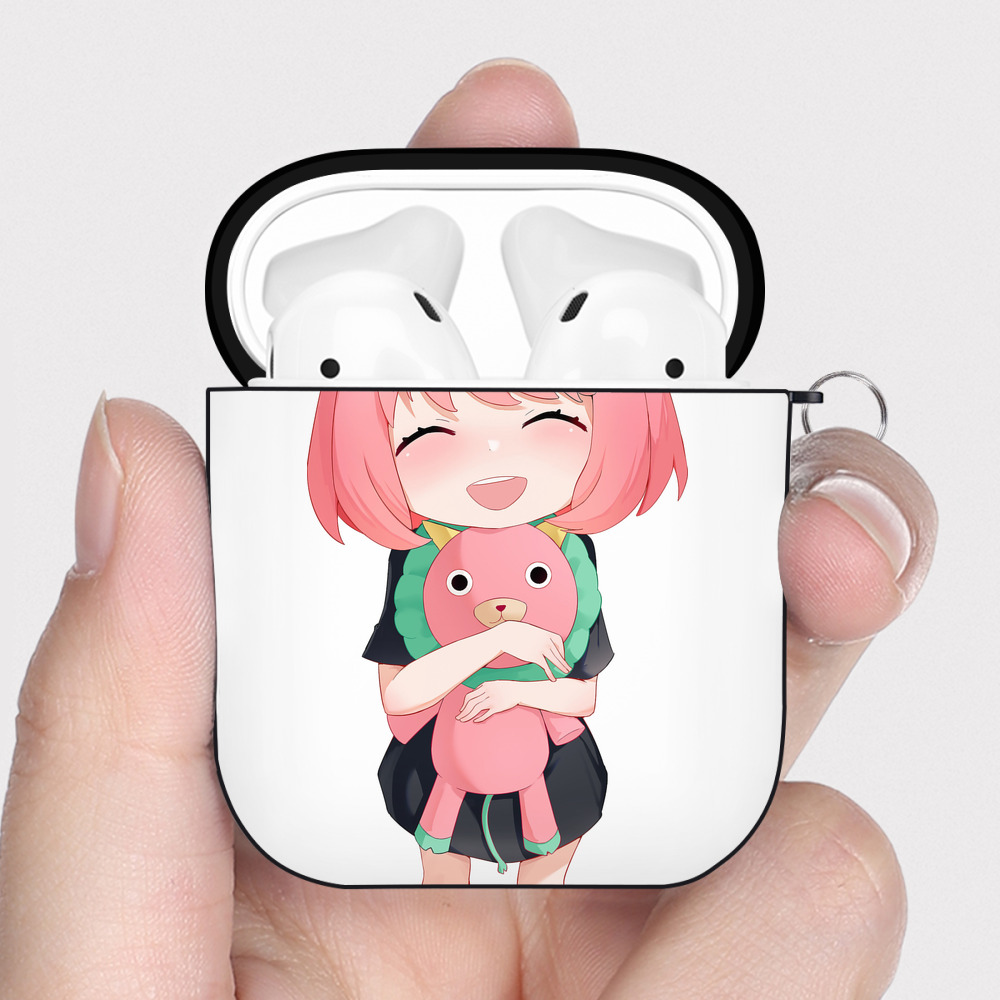 （画像用） SPY×FAMILY间谍家家酒 AirPods 第2世代保護ケース ハードシェル ブラック 耐衝撃・防指紋・カラビナ付き