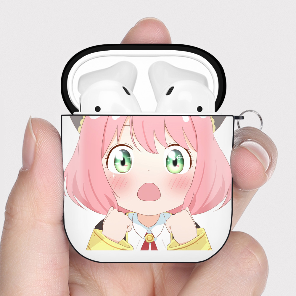 （画像用） SPY×FAMILY间谍家家酒 AirPods 第2世代保護ケース ハードシェル ブラック 耐衝撃・防指紋・カラビナ付き