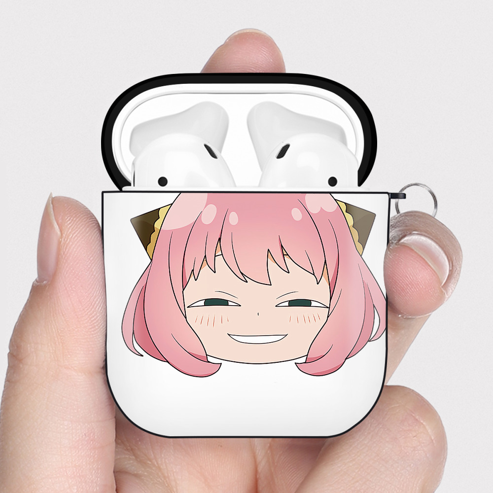 （画像用） SPY×FAMILY间谍家家酒 AirPods 第2世代保護ケース ハードシェル ブラック 耐衝撃・防指紋・カラビナ付き