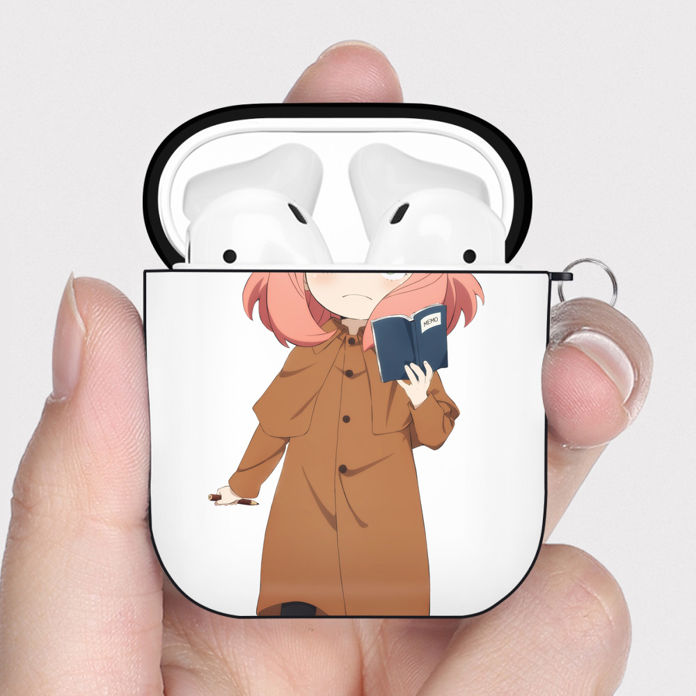 （画像用） SPY×FAMILY间谍家家酒 AirPods 第2世代保護ケース ハードシェル ブラック 耐衝撃・防指紋・カラビナ付き