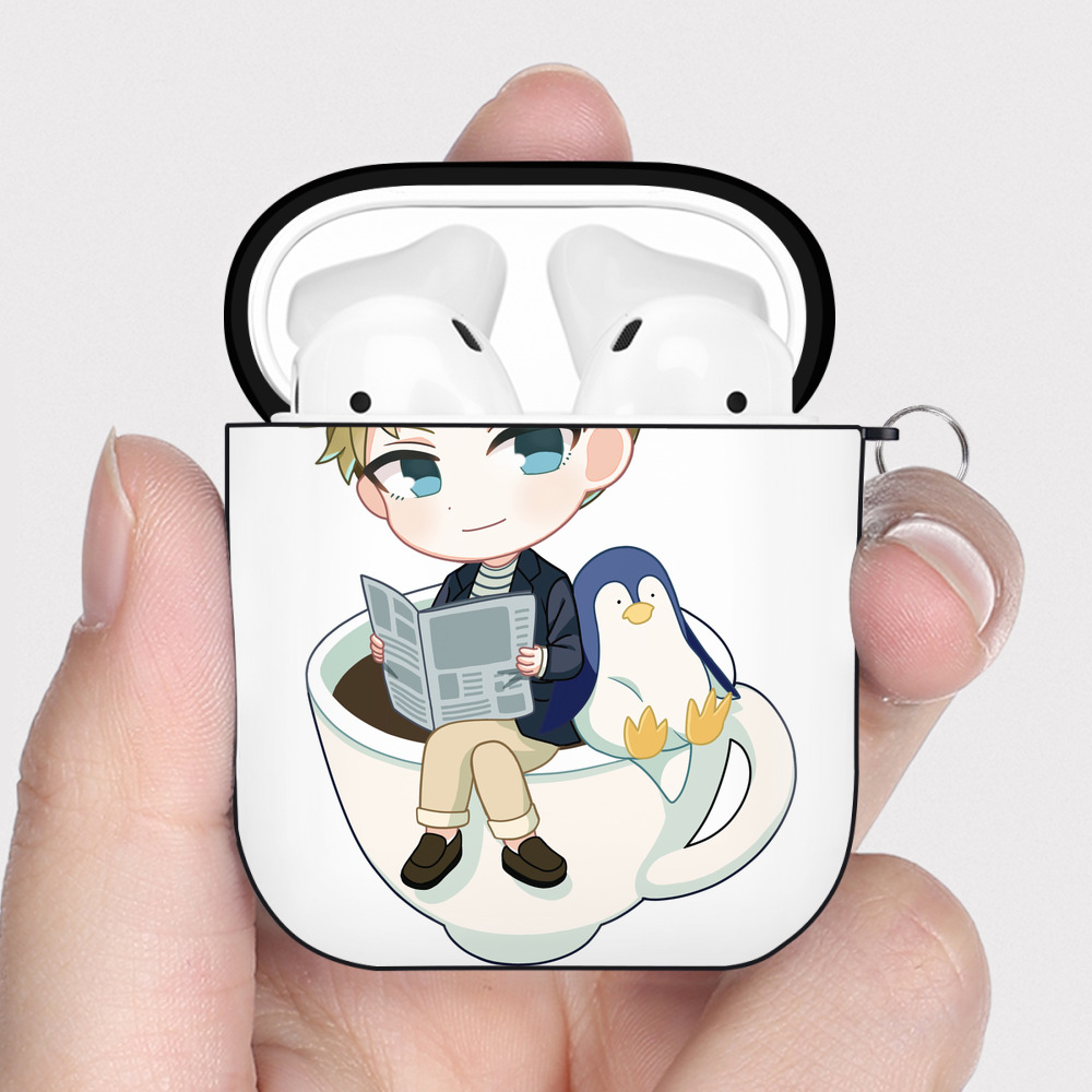 （画像用） SPY×FAMILY间谍家家酒 AirPods 第2世代保護ケース ハードシェル ブラック 耐衝撃・防指紋・カラビナ付き