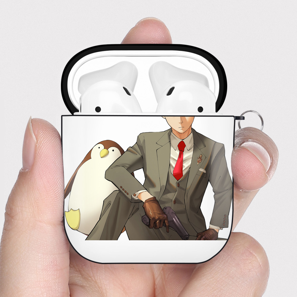 （画像用） SPY×FAMILY间谍家家酒 AirPods 第2世代保護ケース ハードシェル ブラック 耐衝撃・防指紋・カラビナ付き